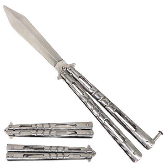 Chrome Butterfly Knife Needle Point Blade