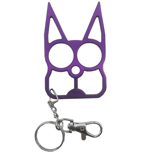 Purple Metal Cat Knuckles Self Defense Keychain
