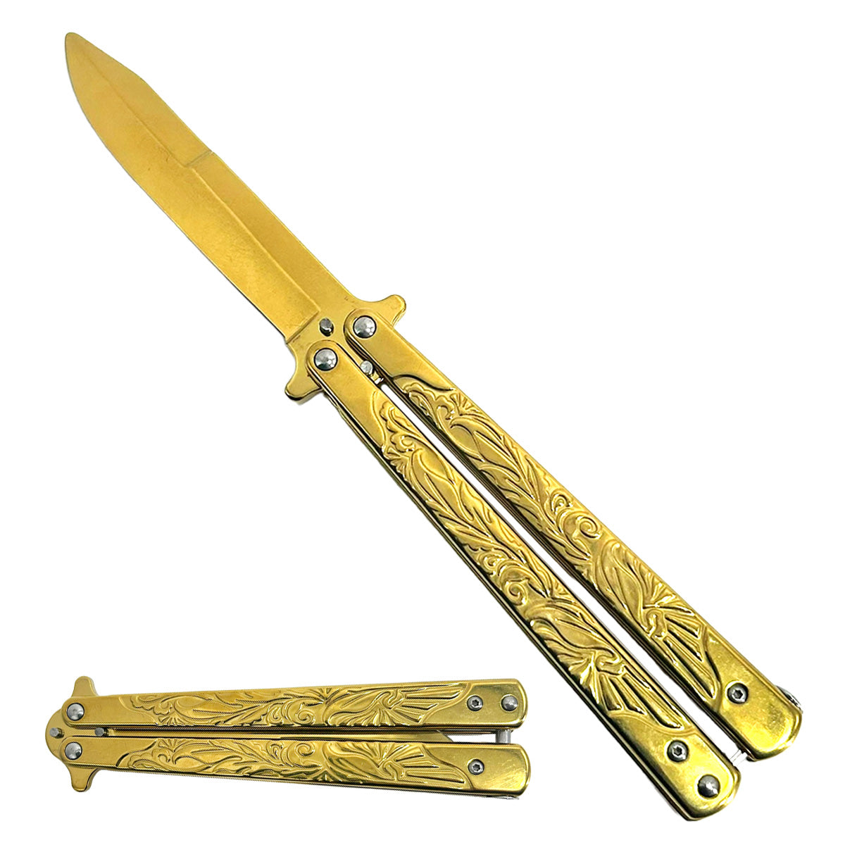 "Vines" Gold Butterfly Knife