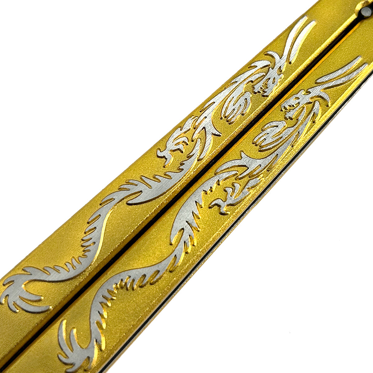 Yellow "Twin Dragons" Butterfly Knife