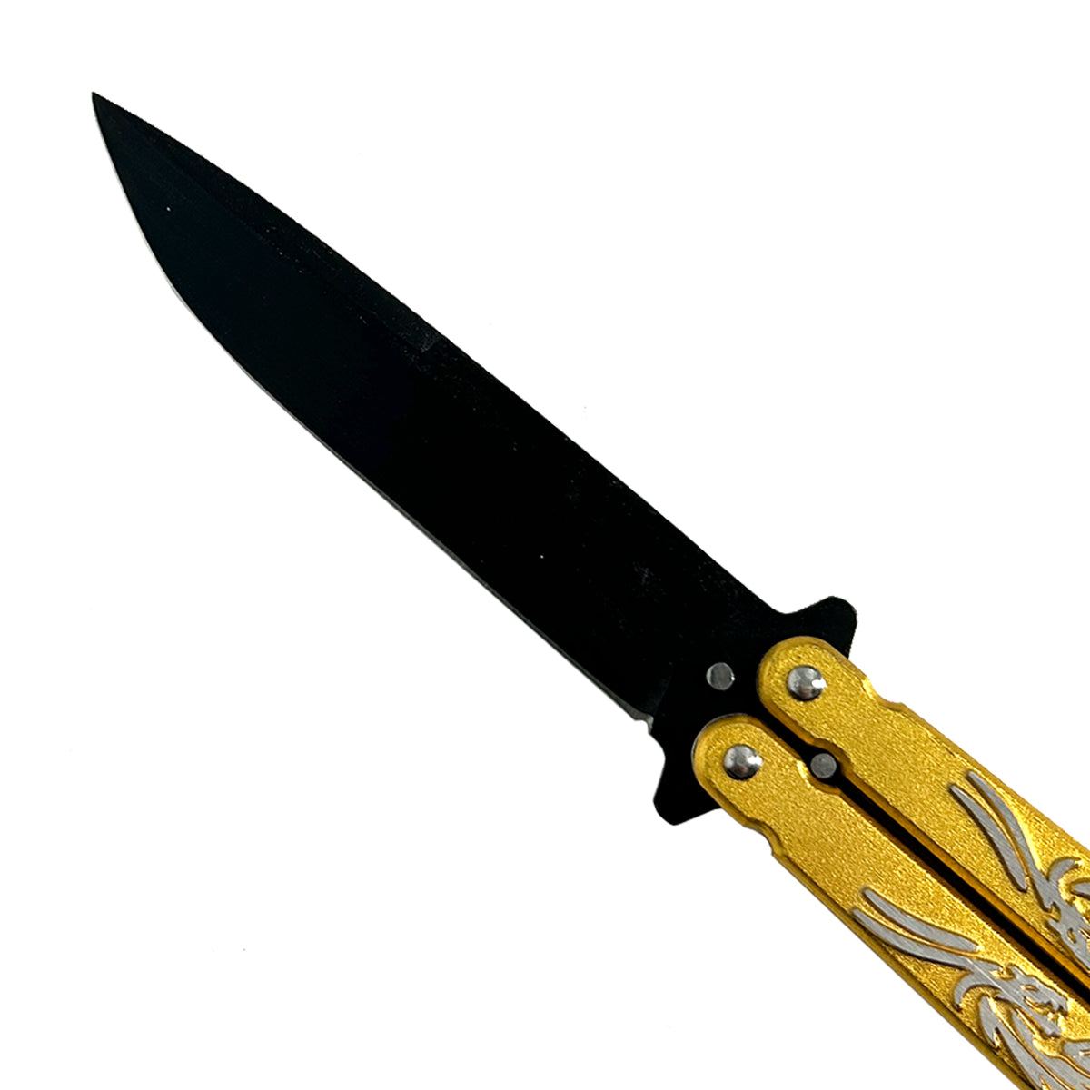 Yellow "Twin Dragons" Butterfly Knife