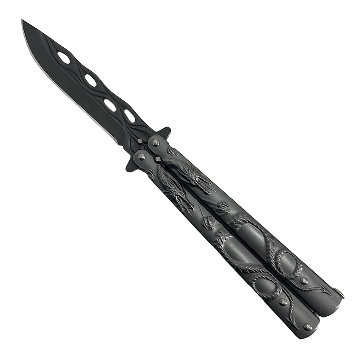 Gray "Lunar Dragon" Black Butterfly Knife