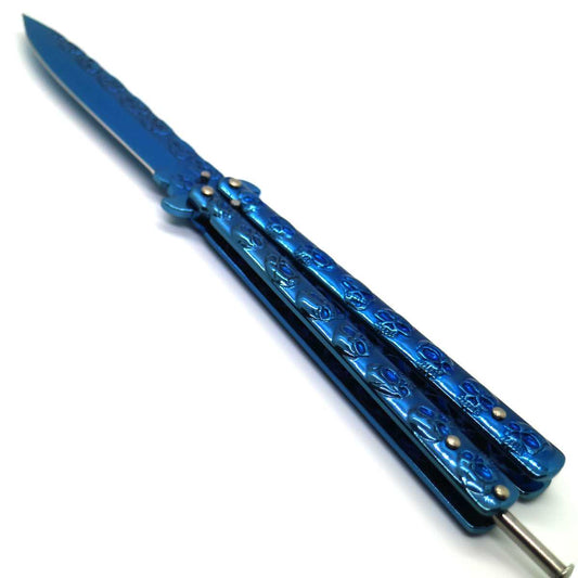 "Skullz" Blue Butterfly Knife