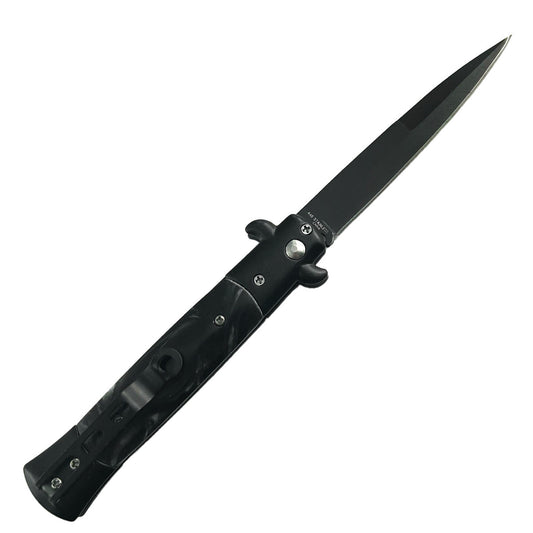 "Polished" Black Marble Switchblade