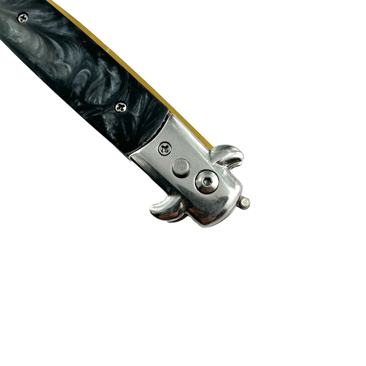 "Polished" Black Marble Gold Blade Switchblade