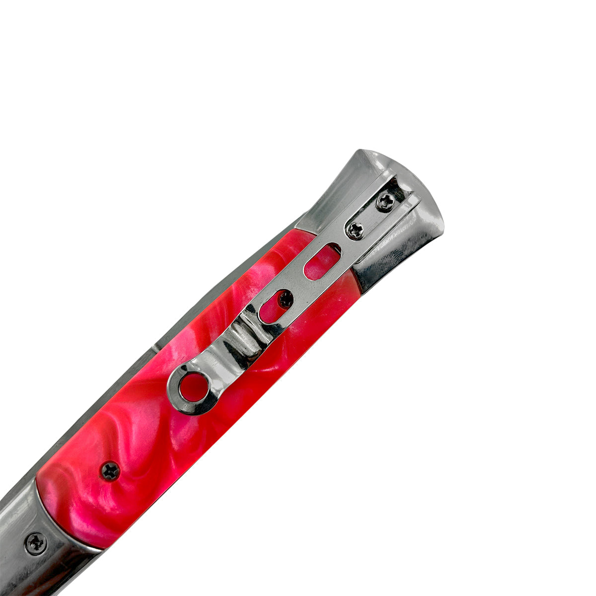 "Polished" Pink Handle Switchblade