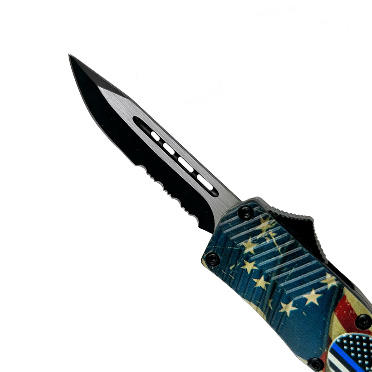 "Defense" USA Flag / Skull OTF Knife