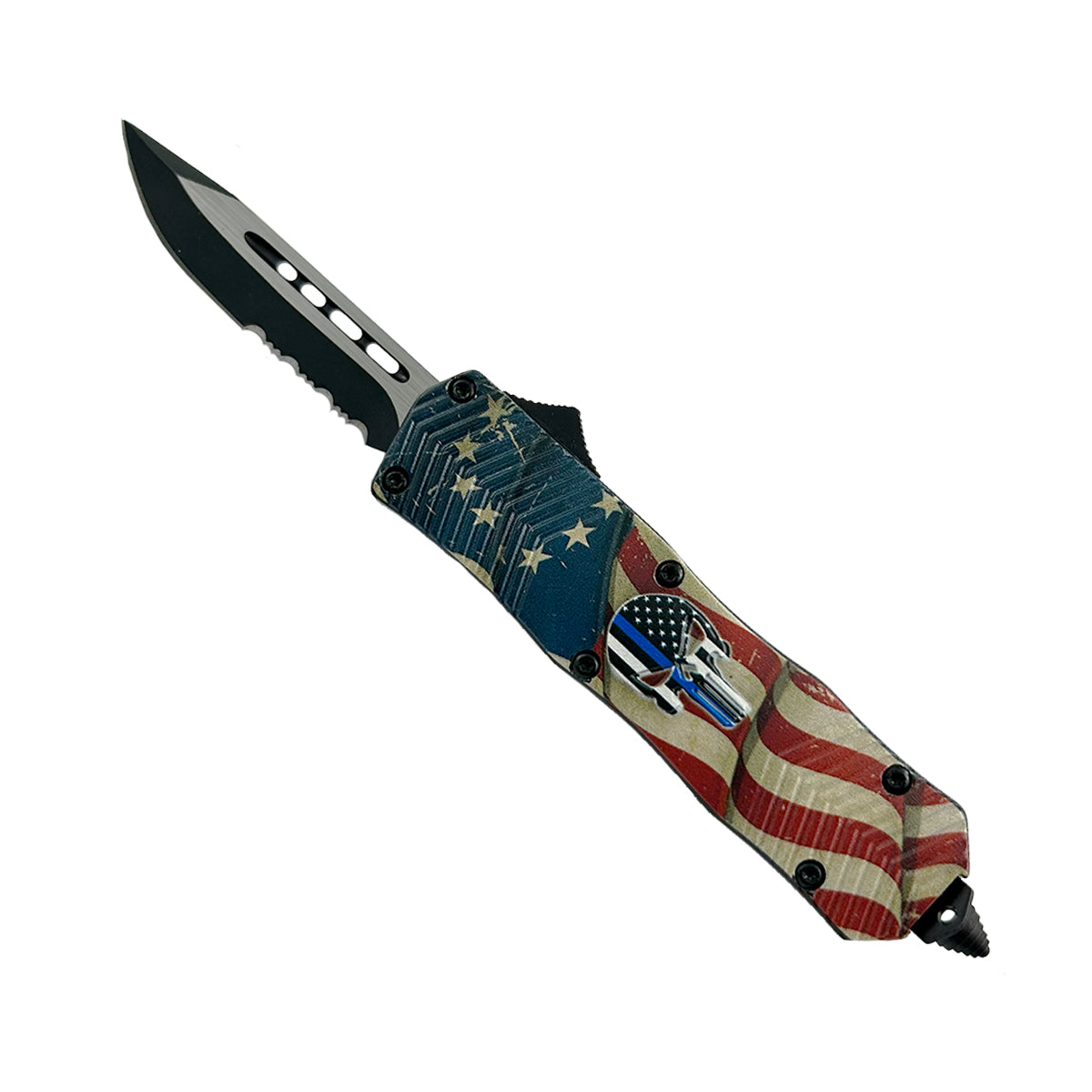 "Defense" USA Flag / Skull OTF Knife