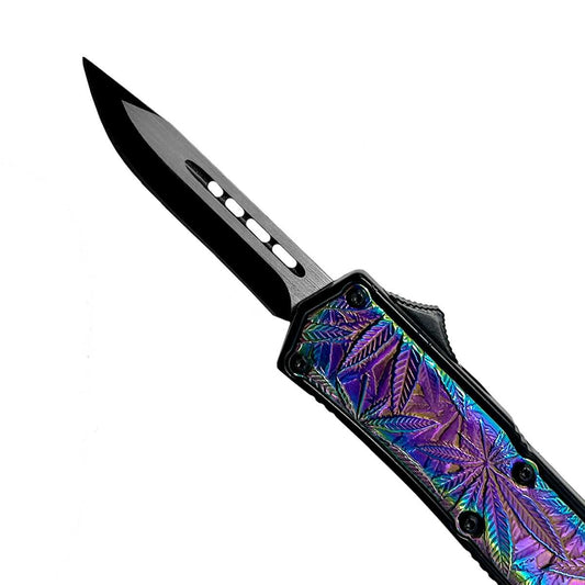 Double-action OTF knives for sale - "Herbalist" Rainbow OTF Knife