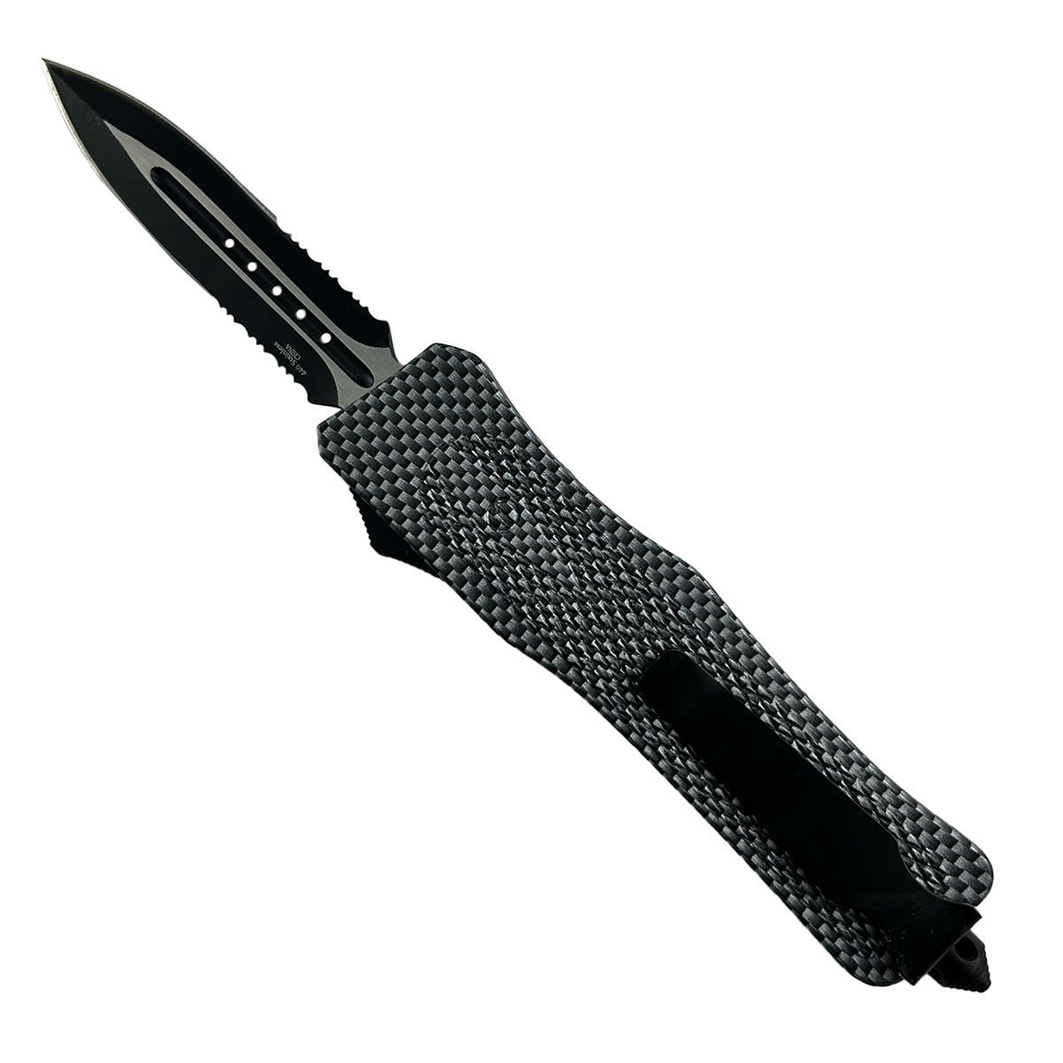 "Nightedge" Double Edge Serrated Carbon Fiber OTF Knife