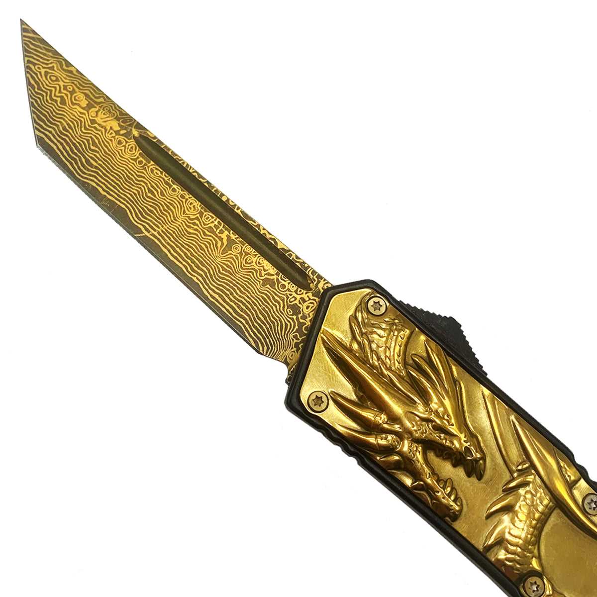 Get ‘Draco’ Gold OTF Knife - Quick $5 Ship | CS Tactical Edge.