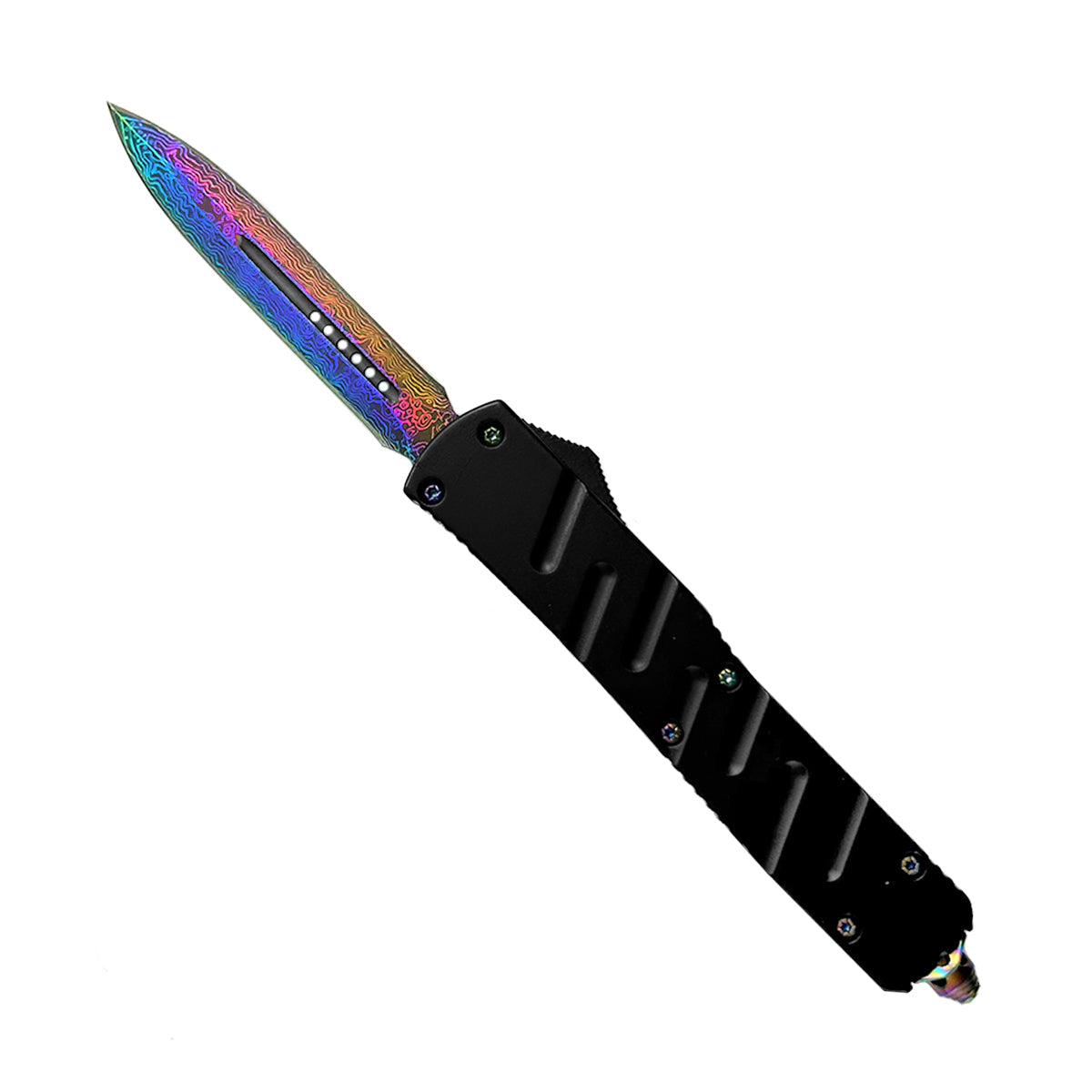 Aurora Rainbow Damascus OTF Knife Sale - CS Tactical Edge