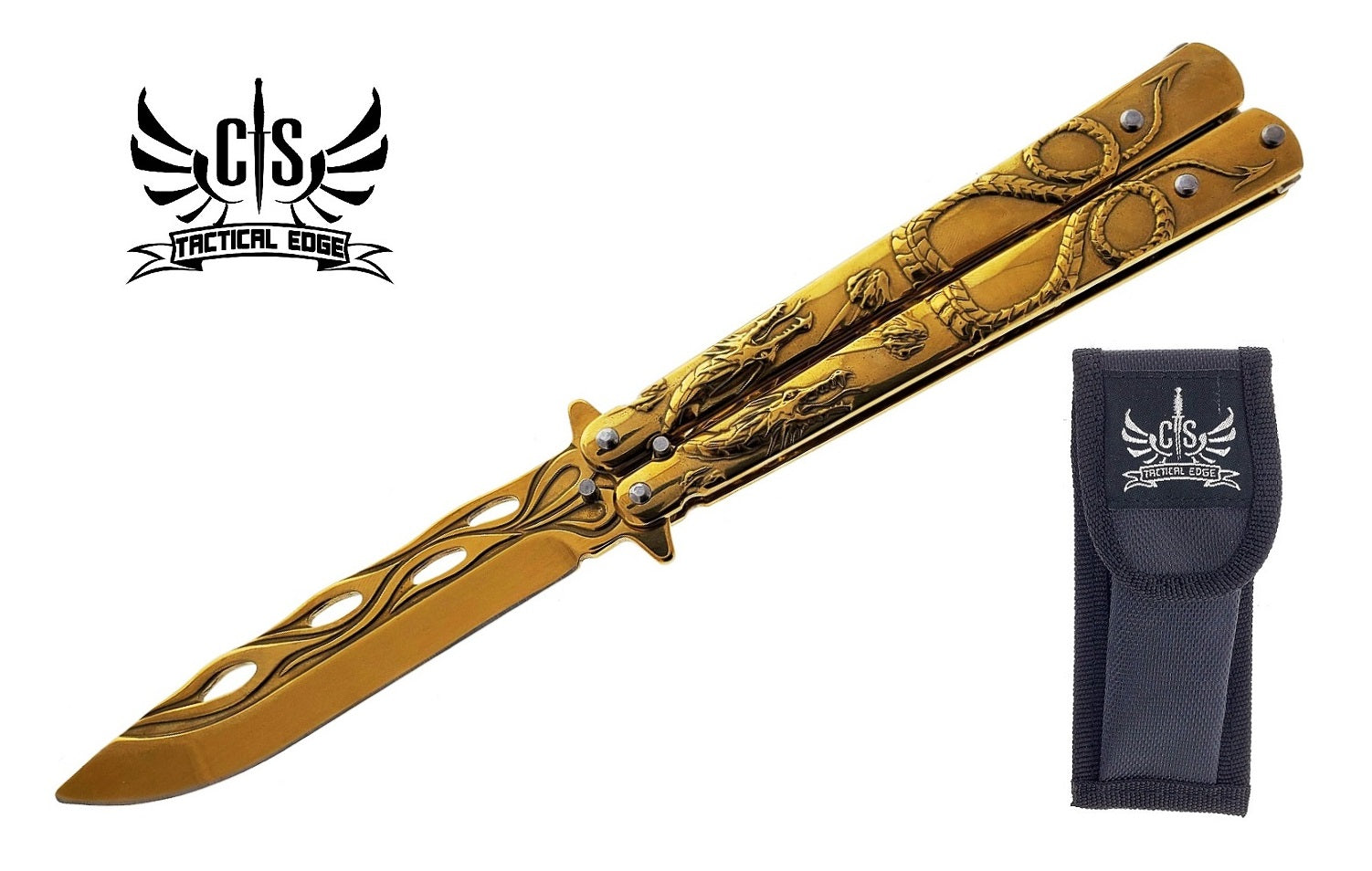 Dragon Handle Gold Butterfly Knife