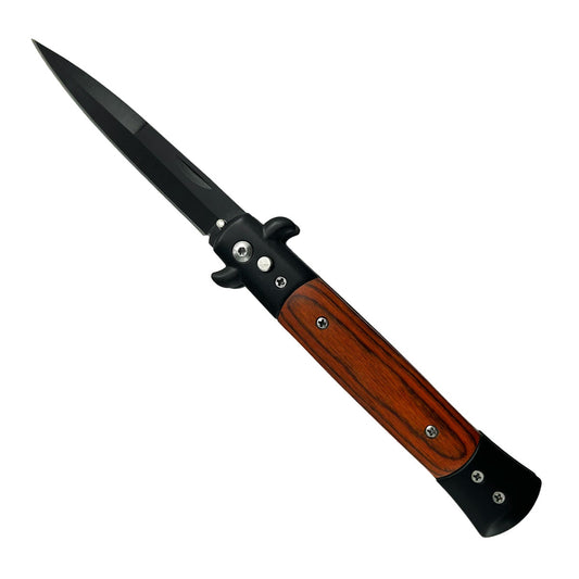 Best Switchblade Under $50 - "Polished" Black Blade Wood Switchblades