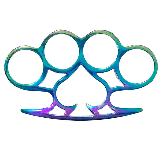 Knuckle Dusters for Sale - "Ace of Spades" Rainbow Brass Knuckles