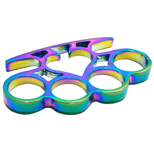 Knuckle Dusters for Sale - "Ace of Spades" Rainbow Brass Knuckles