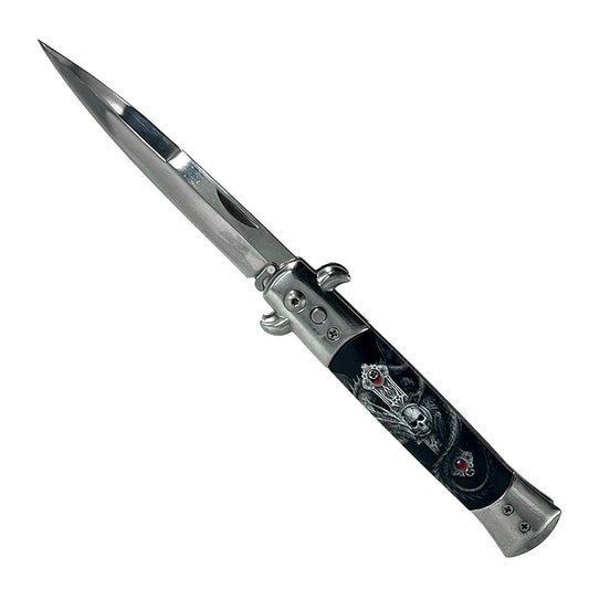 Switchblade - White Dragon / Cross Automatic Switchblade Knife