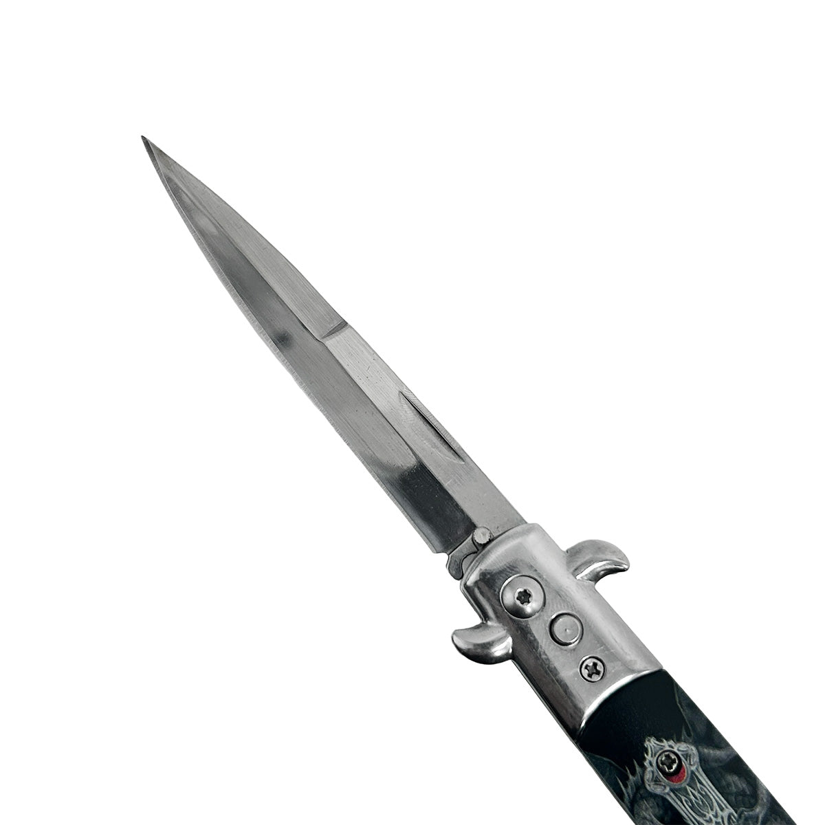 Switchblade - White Dragon / Cross Automatic Switchblade Knife