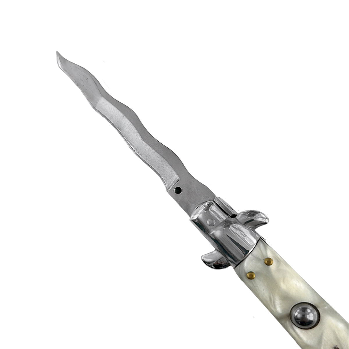 Switchblade Knife - "Wavy" White Marble Automatic Switchblade Knives